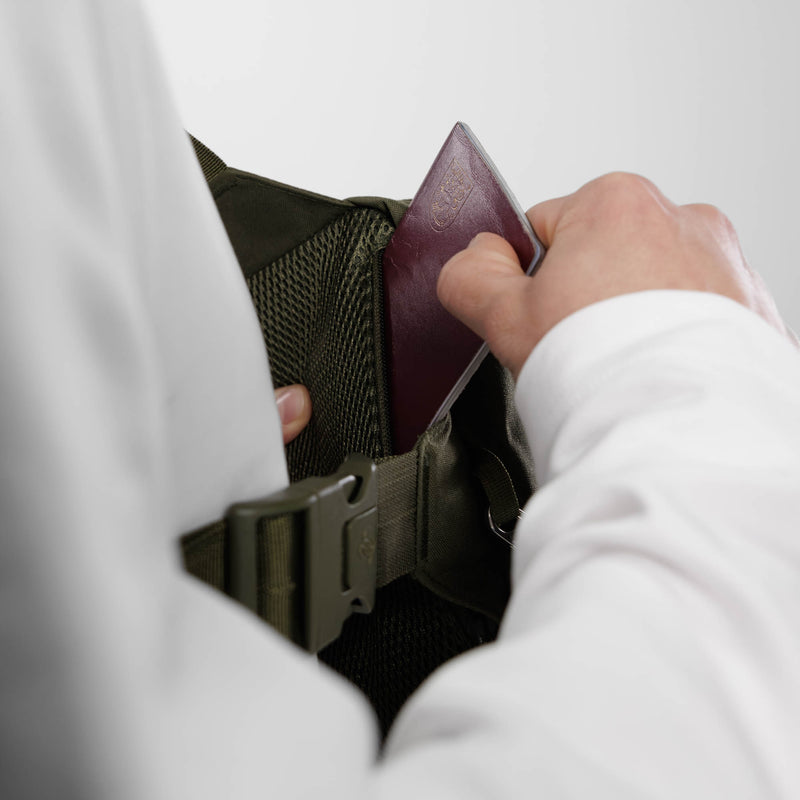 A passport pocket that isn't your jeans